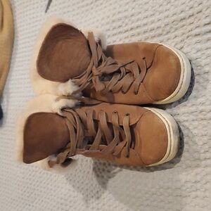 UGG Brown High Top Suede Sneakers With Lamb’s Wool Lining - Size 7.5 (#20)